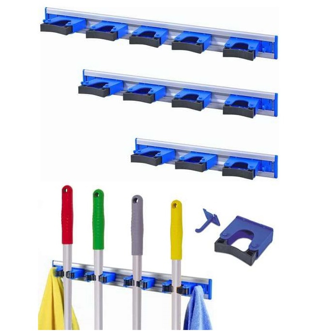 Держатель инвентаря (рукояток) настенный, 5 секций, син. Uctem - фото 2