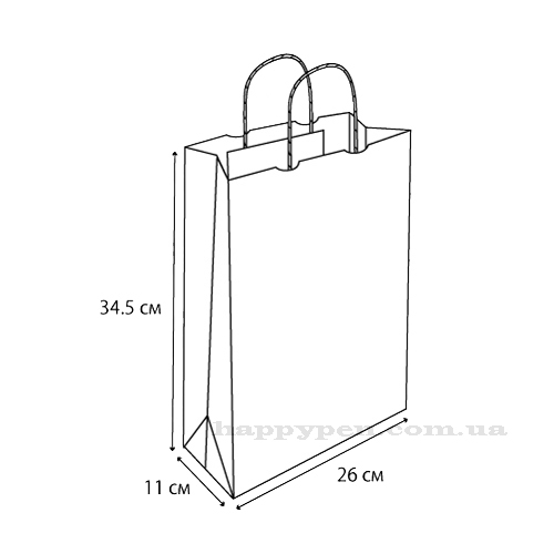 Пакет паперовий 26х11х34,5см., крафт, коричн. Італія - фото 2