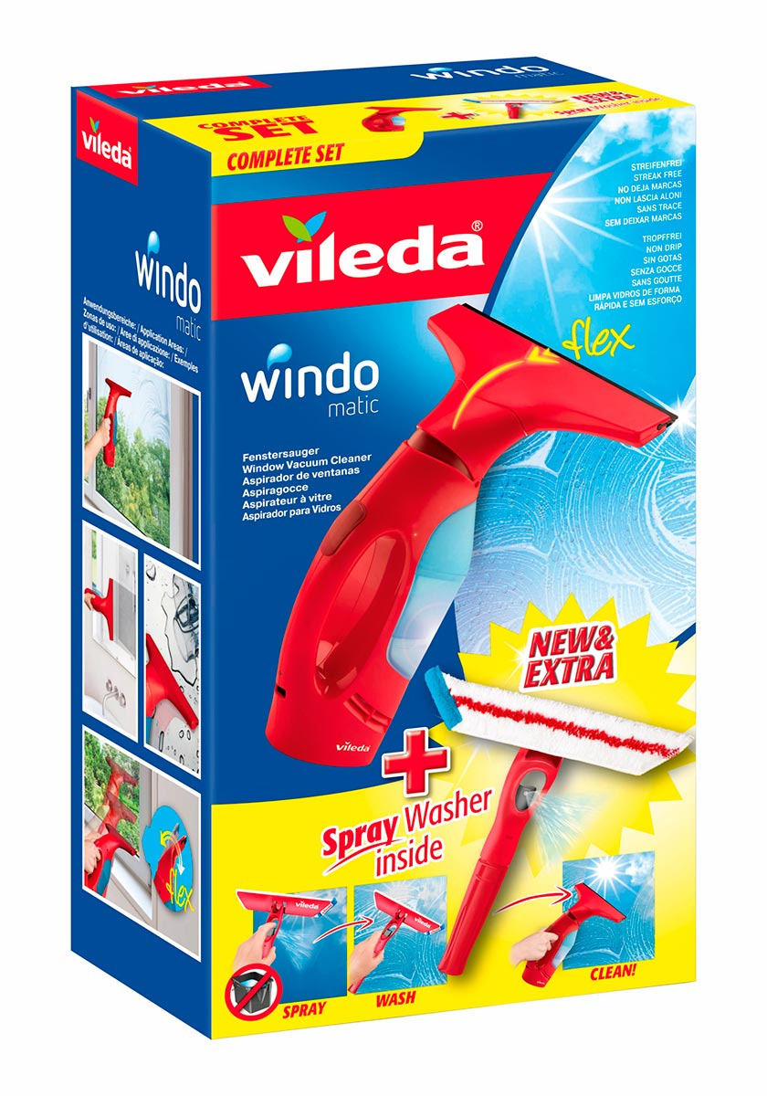 Вакумний очисник для скла Windomatic, 385х195х350 мм., 1 шт., черв. Vileda - фото 5