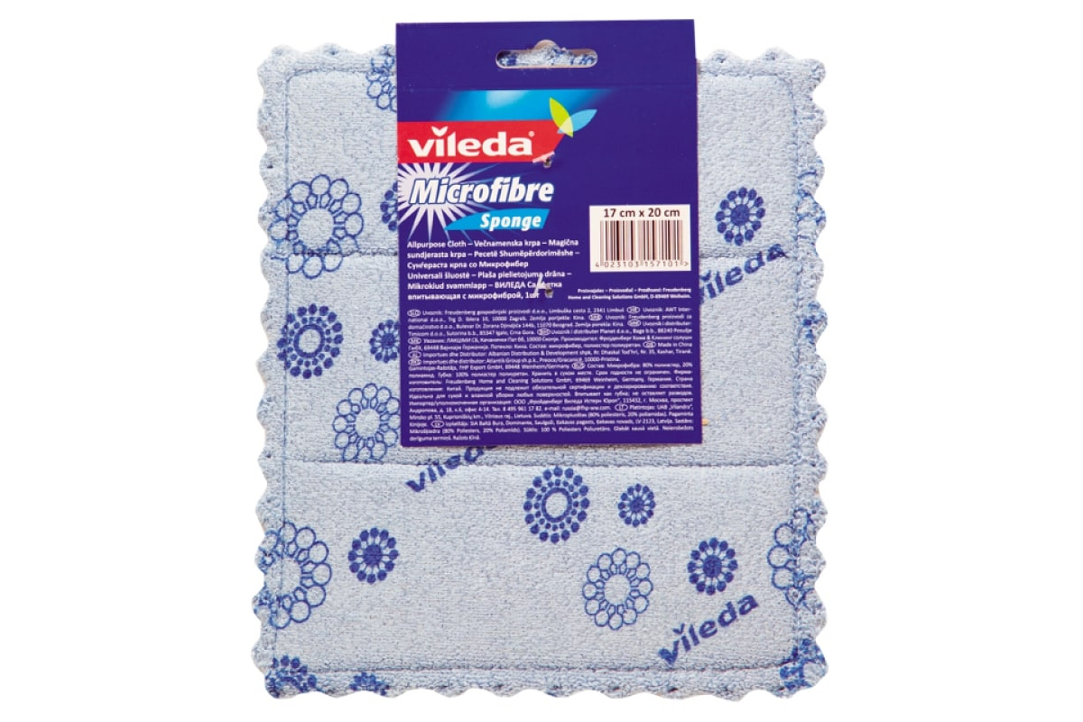 Микрофибра салфетка для посуды Micro and Sponge 17*20см 1шт./уп., ассорт. Vileda - фото 7