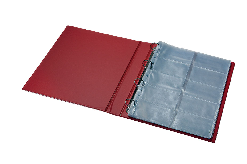 Визитница на 400 визиток A4 на кольцах, винил., бордо PantaPlast - фото 2