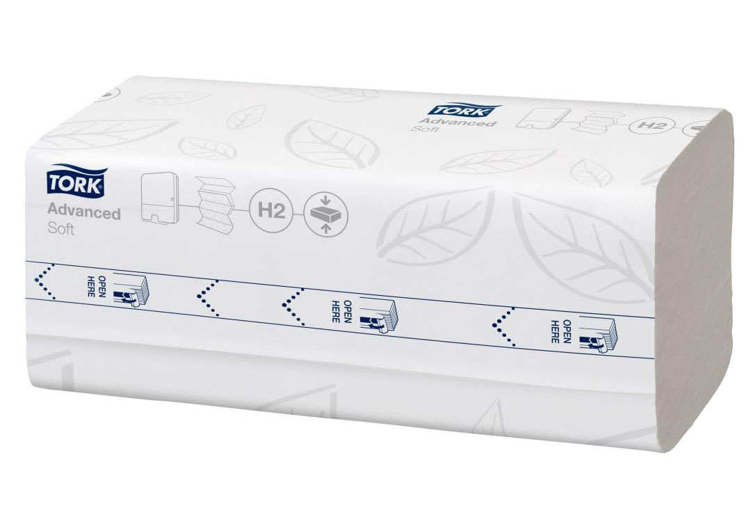 Полотенца листовые W (Multifold)-складка 2-сл., 200лист.(21,2*8/32,2см.), сист. H2, цел.+макул., бел Tork - фото 1