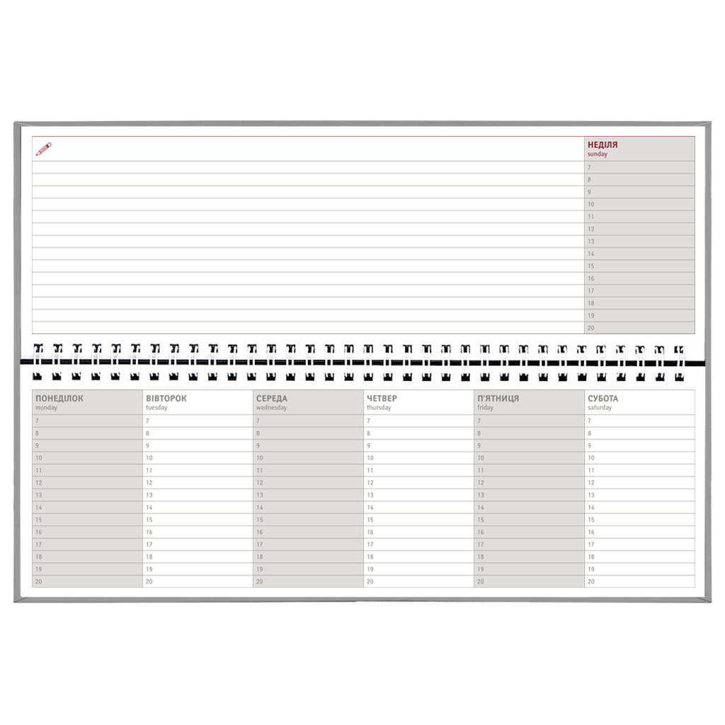 Планінг (щотижневик) настольний недатований Ariane, 297*104мм., 58л., чорн. Поліграфіст - фото 5