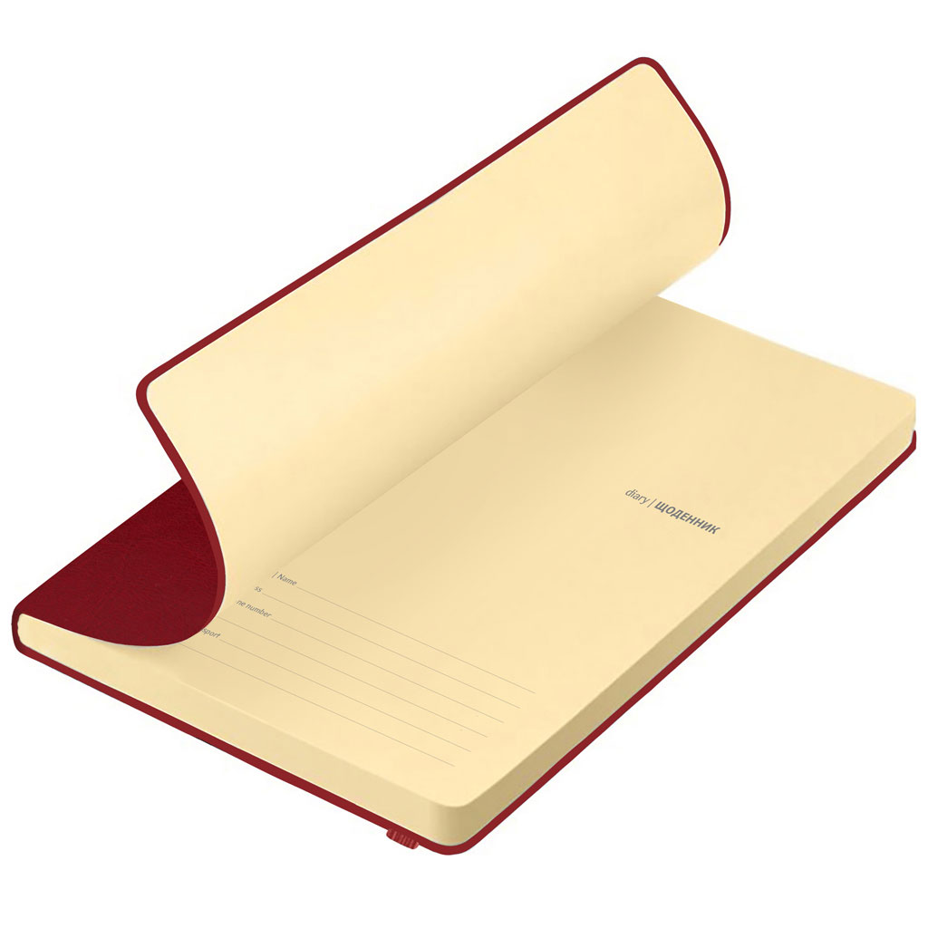 Щоденник недатований Nebraska  А5 (145*202 мм.), 176арк, лінія, на гумці, борд. Поліграфіст - фото 3