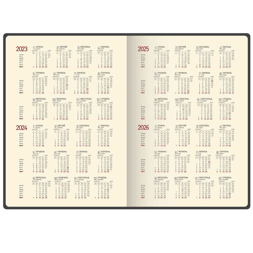 Щоденник недатований Nebraska  А5 (145*202 мм.), 176арк, лінія, на гумці, борд. Поліграфіст - фото 4