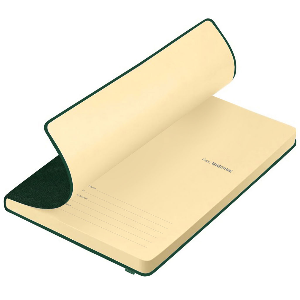 Щоденник недатований Nebraska  А5 (145*202 мм.), 176арк., лінія, на гумці, зелен. Поліграфіст - фото 3