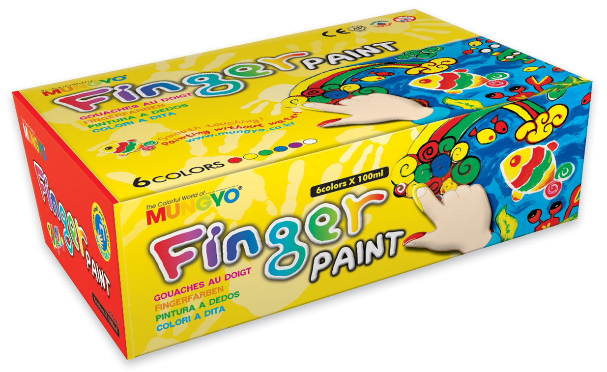 Краски для рисования пальцами 6цв. по 100мл. Mungyo - фото 1