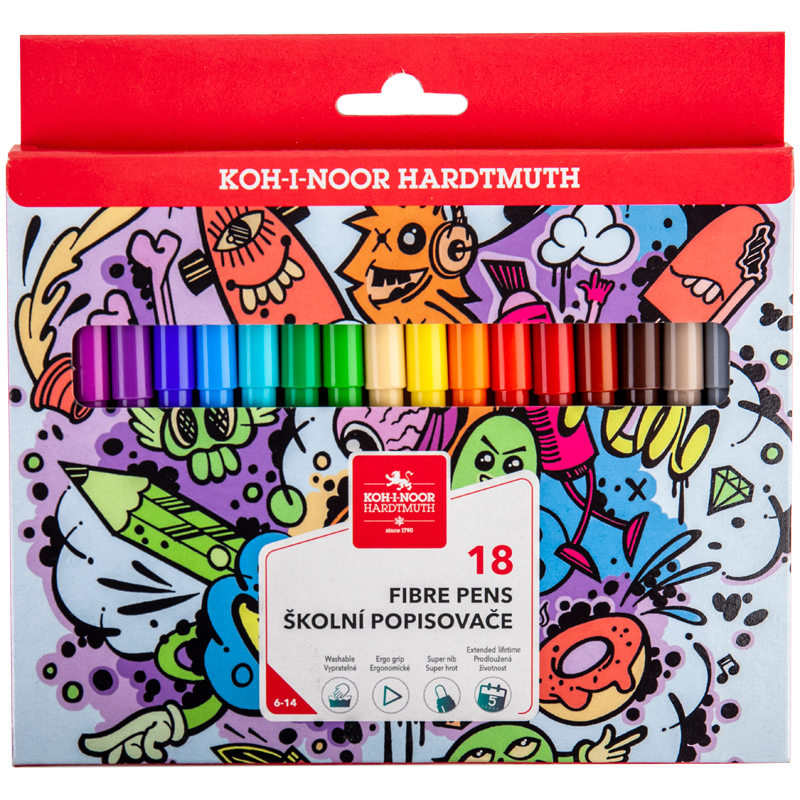 Фломастеры Teenage, 18 цветов, картон.уп. Koh-i-noor - фото 1