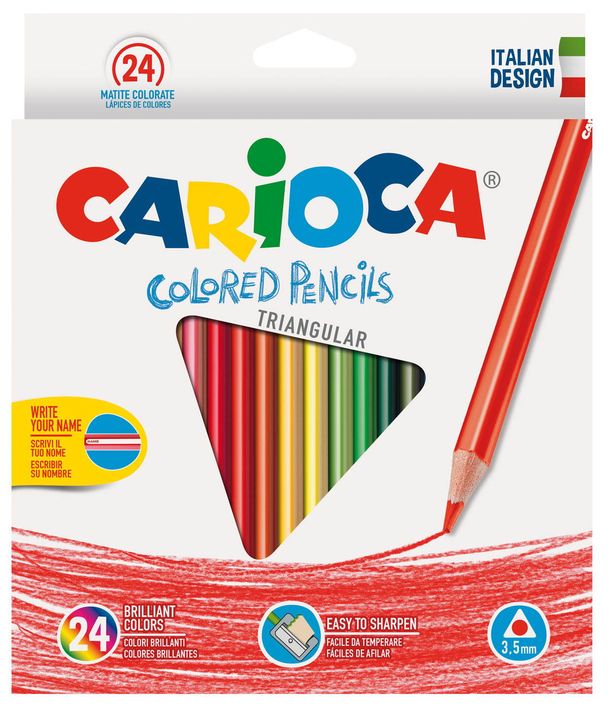 Карандаши цветные 24цв. Triangular, диаметр грифеля 3,5мм., треугольные Carioca - фото 1