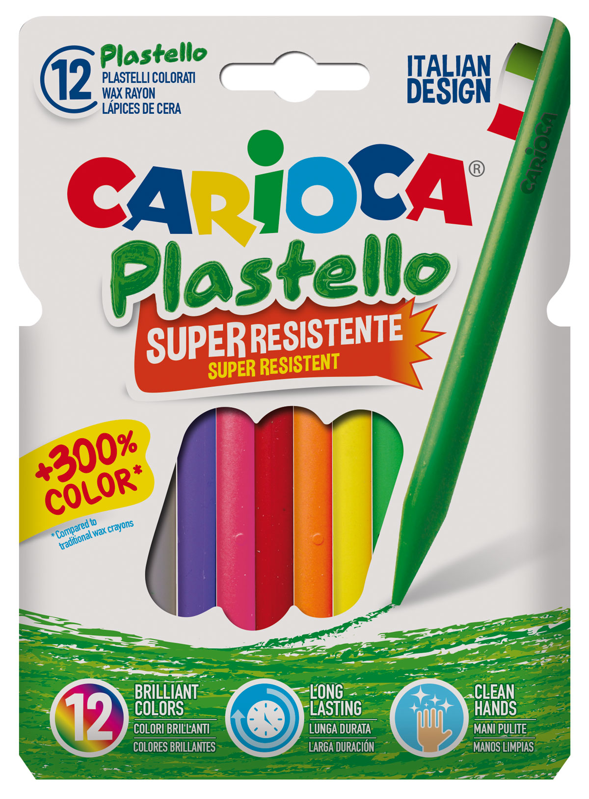 Карандаши восковые 12цв. Plastello, круглые Carioca - фото 1