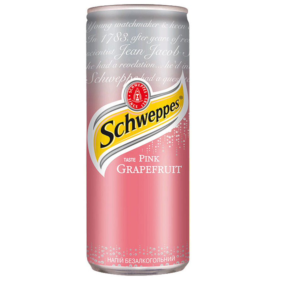 Вода Швепс Розовый грейпфрут, 0,33л., 12шт./уп., жестяная банка Schweppes - фото 1