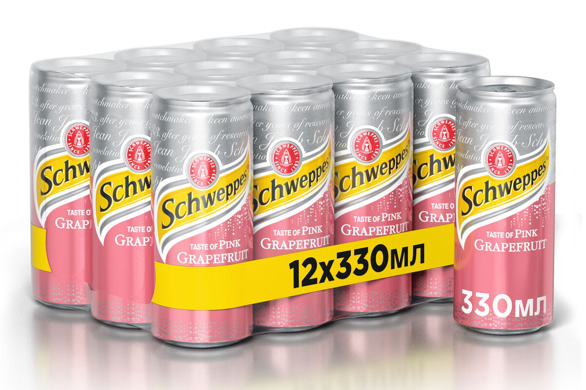 Вода Швепс Розовый грейпфрут, 0,33л., 12шт./уп., жестяная банка Schweppes - фото 2