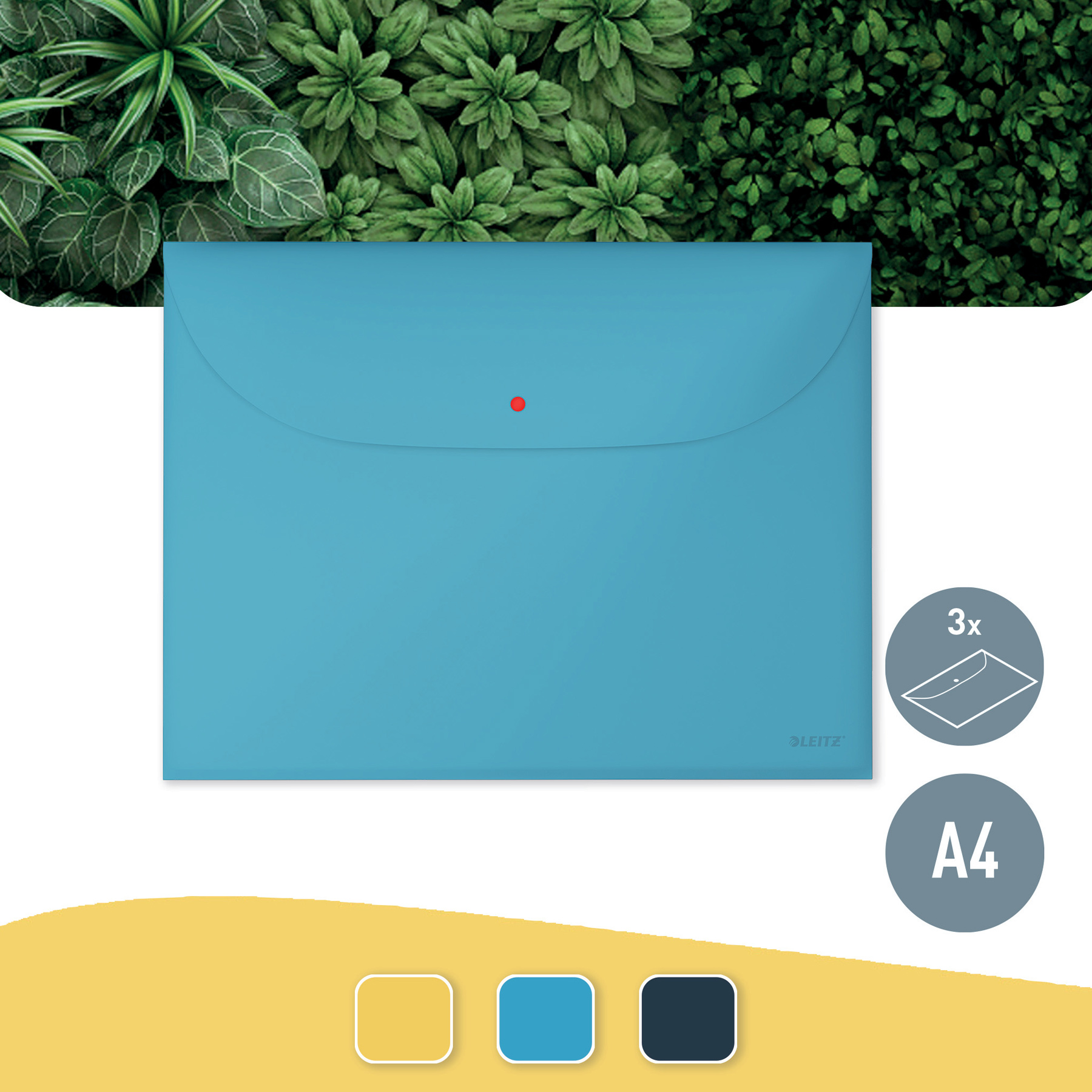 Папка-конверт на кнопке А4, с 2-мя отделениями Leitz Cosy, син. LEITZ - фото 2