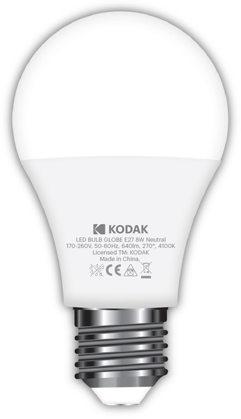 Лампа светодиодная LED Е27 A60 8Вт. 4100К (нейтрально белый свет) Kodak - фото 2