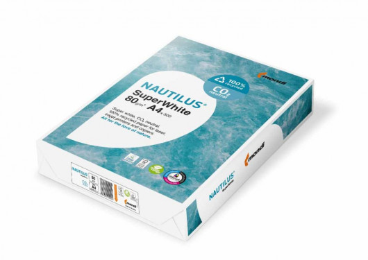Бумага А4 80гр./м2. 500 лист. NAUTILUS SuperWhite, 100% recycled paper from 100% post-consumer waste Mondi - фото 1