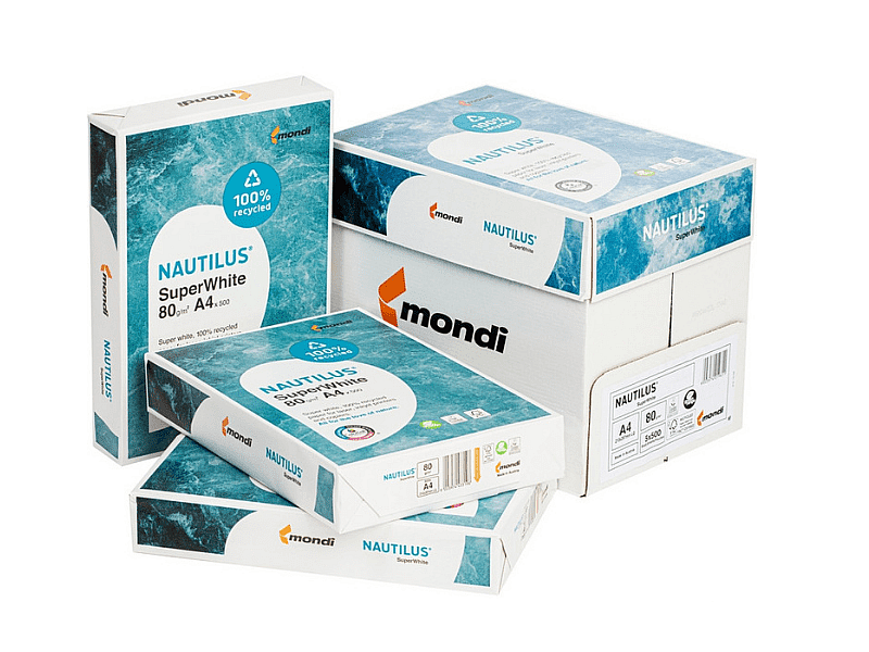 Бумага А4 80гр./м2. 500 лист. NAUTILUS SuperWhite, 100% recycled paper from 100% post-consumer waste Mondi - фото 2
