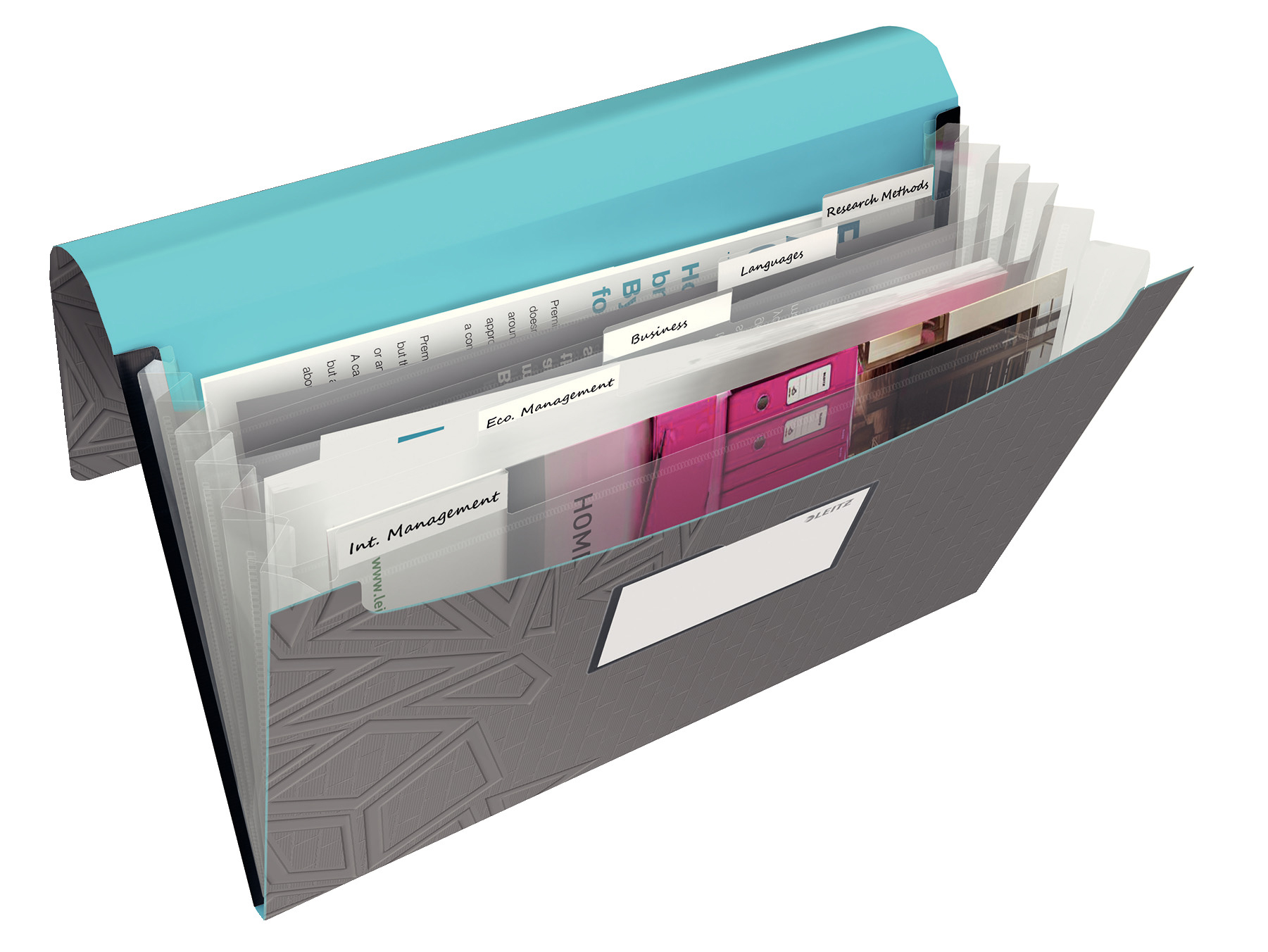 Папка картотека на 5 відділень UrbanChic А4 на гумках з перегородками, сірий LEITZ - фото 2