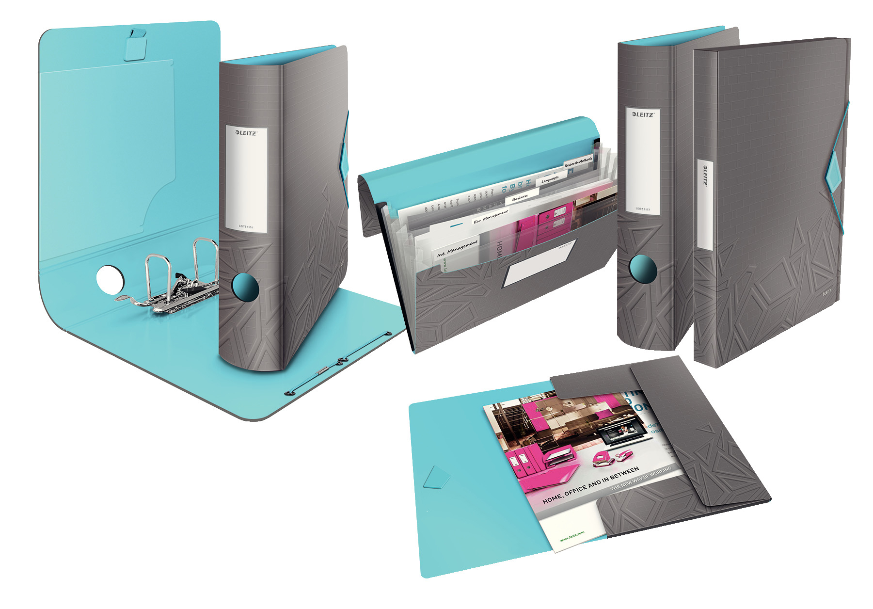 Папка картотека на 5 відділень UrbanChic А4 на гумках з перегородками, сірий LEITZ - фото 3