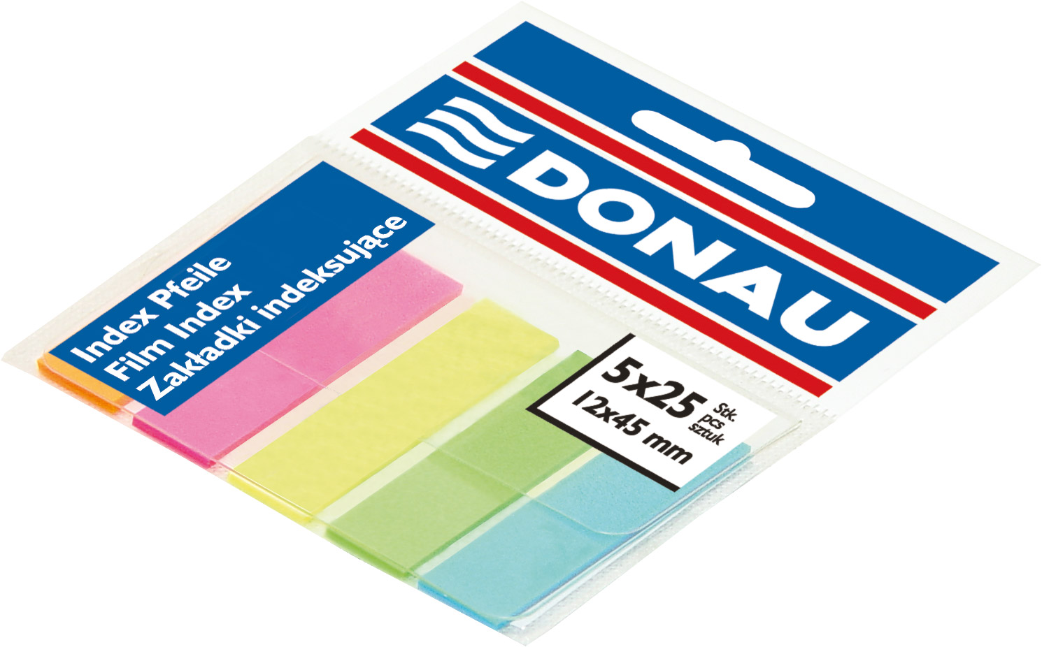 Закладки пластикові 12х45мм., 5кольорів по 25 арк., пастель DONAU - фото 1