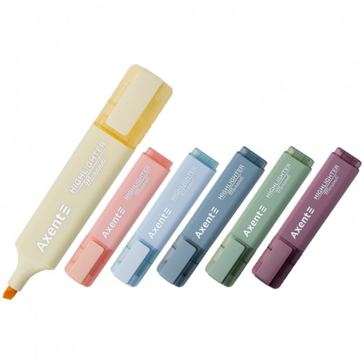 Маркер текстовий Highlighter 2537-A, 1-5 мм клиноп., набір 6 кольорів, пастель Axent - фото 1