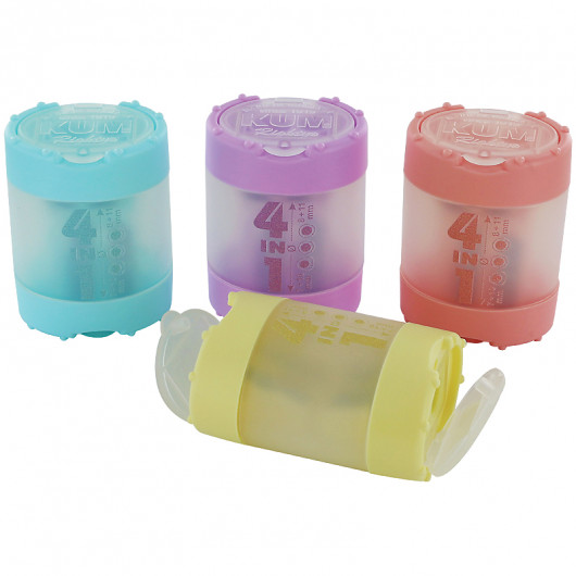 Точилка з контейнером пластикова 4-in-1 Pastell, асорті KUM - фото 1