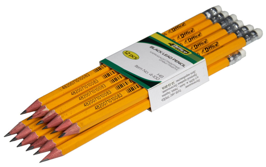 Карандаш чернографитный с резинкой НВ 4Office - фото 1