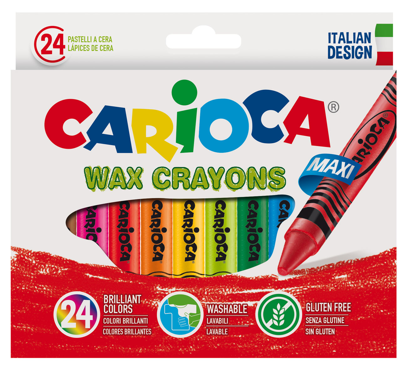 Карандаши восковые 24цв. Maxi, диаметр 12мм. Carioca - фото 1