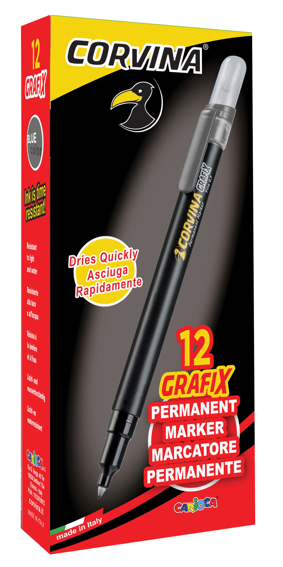 Маркер перманентний 0,7мм. Grafix, чорн. Corvina - фото 1