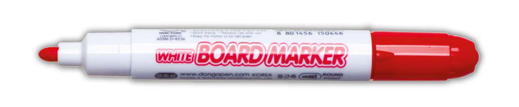 Маркер для дошок, круглий наконечник 2мм., черв. Dong-A - фото 1