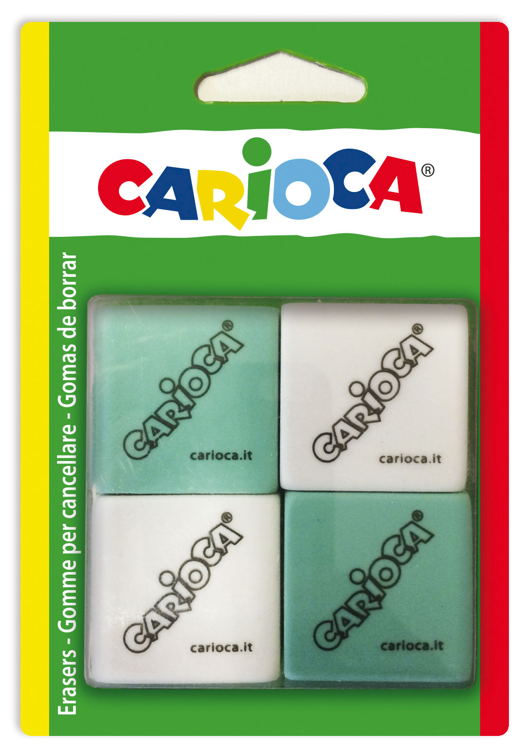 Гумка квадратна, 4шт. а блістері Carioca - фото 1