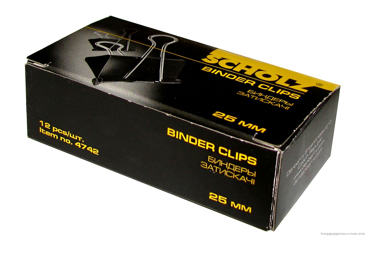 Зажим-биндер 25мм., 12шт./уп. черн. Scholz - фото 1