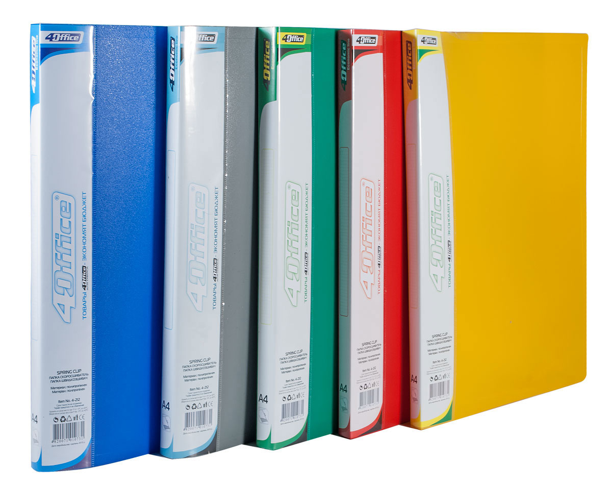 Папка со скоросшивателем 18мм., пластик. ассорт. 4Office - фото 1