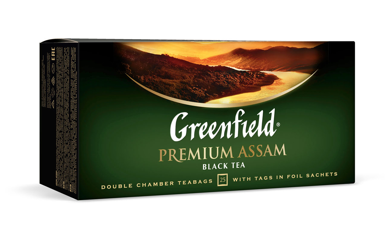 Чай чорний класичний Premium Assam 100пак по 2г термосаше, в пакеті Greenfield - фото 1