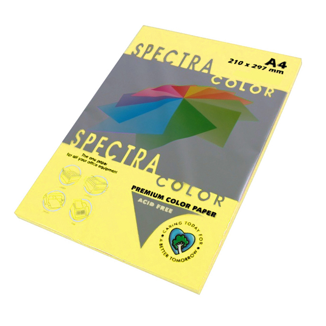 Бумага цветная Color A4 пастель 80г./м2. Canary, 100листов, св.-желт. Spectra Color - фото 1