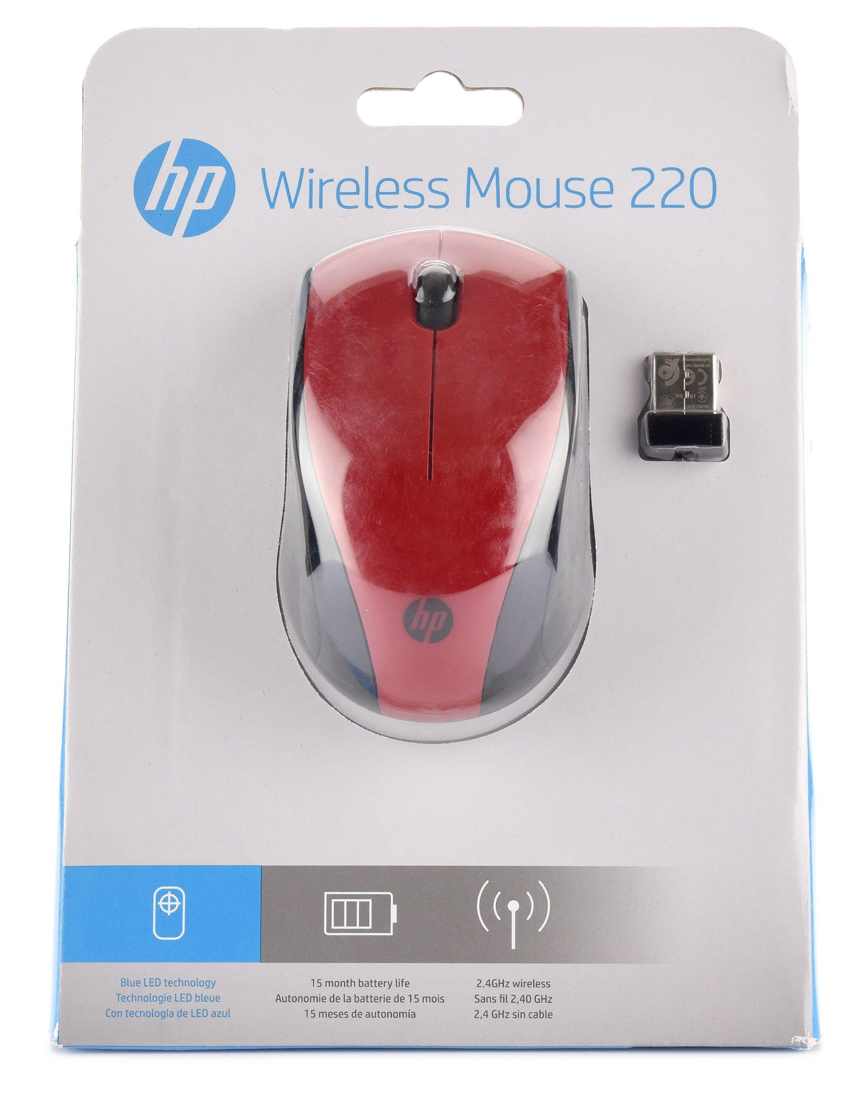 Мышь беcпроводная оптическая HP Wireless Mouse 220, красн. HP - фото 3