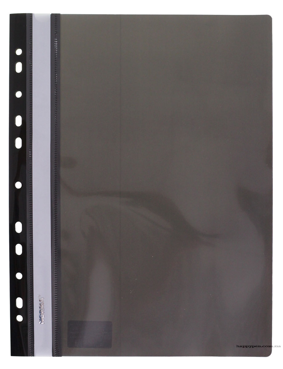 Скоросшиватель с прозрачным верхом и перфорацией, А4, черн. NORMA - фото 1