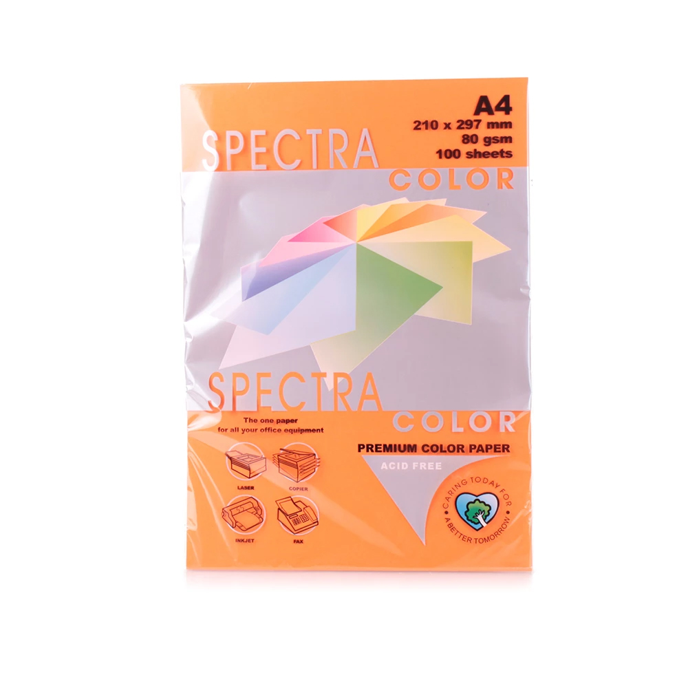 Бумага цветная Color A4 интенсив 80г./м2. Saffron, 100листов, оранж. Spectra Color - фото 1