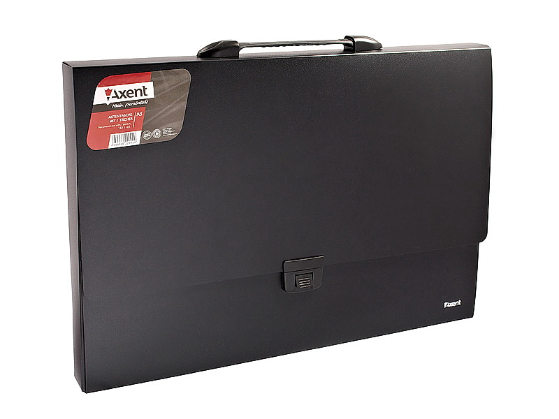 Портфель А3, на 1 отделение, пластик с ручкой, черн. Axent - фото 1
