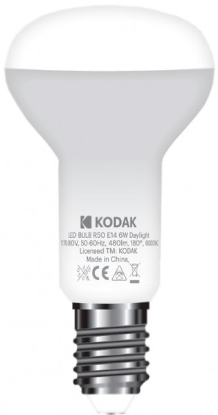 Лампа светодиодная LED R50 (рефлекторная) E14 6Вт. 6000К (холодный белый свет) Kodak - фото 2