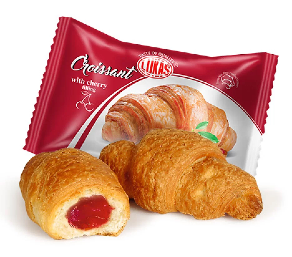 Круасанчик з вишневим наповнювачем в індивідуальній упаковці, 1,4кг. Лукас - фото 1