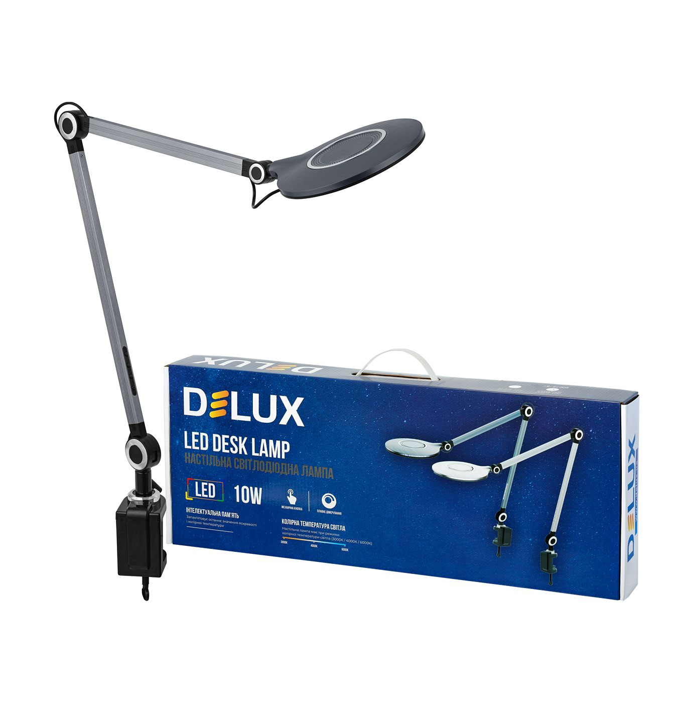Светильник настольный на  подставке LED DELUX TF-530 3000К/4000К/6000К, 10Вт, черн. DeLux - фото 1