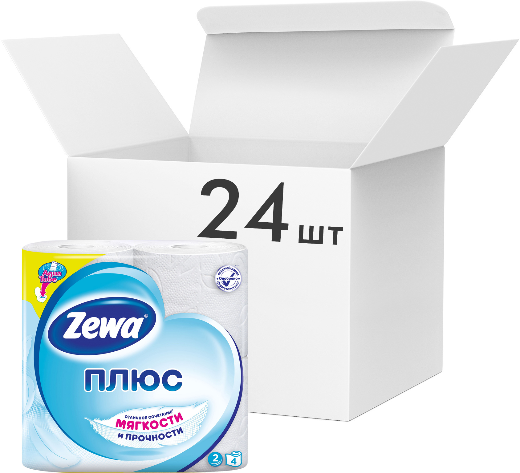 Туалетная бумага Стандарт, 2-х сл., целлюлоза, 168отр.(9,5*12,5см.), 4шт./уп., бел. ZEWA - фото 2