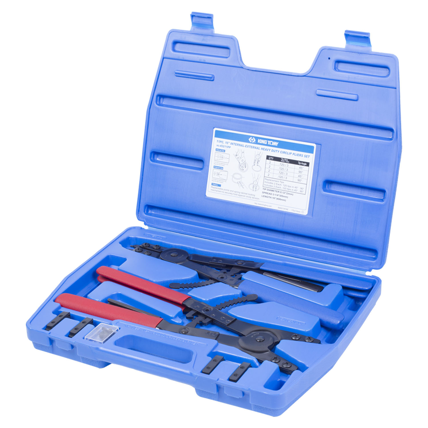 Знімач для стопірних кілець універсальний 406мм, 11 предметів King Tony - фото 1