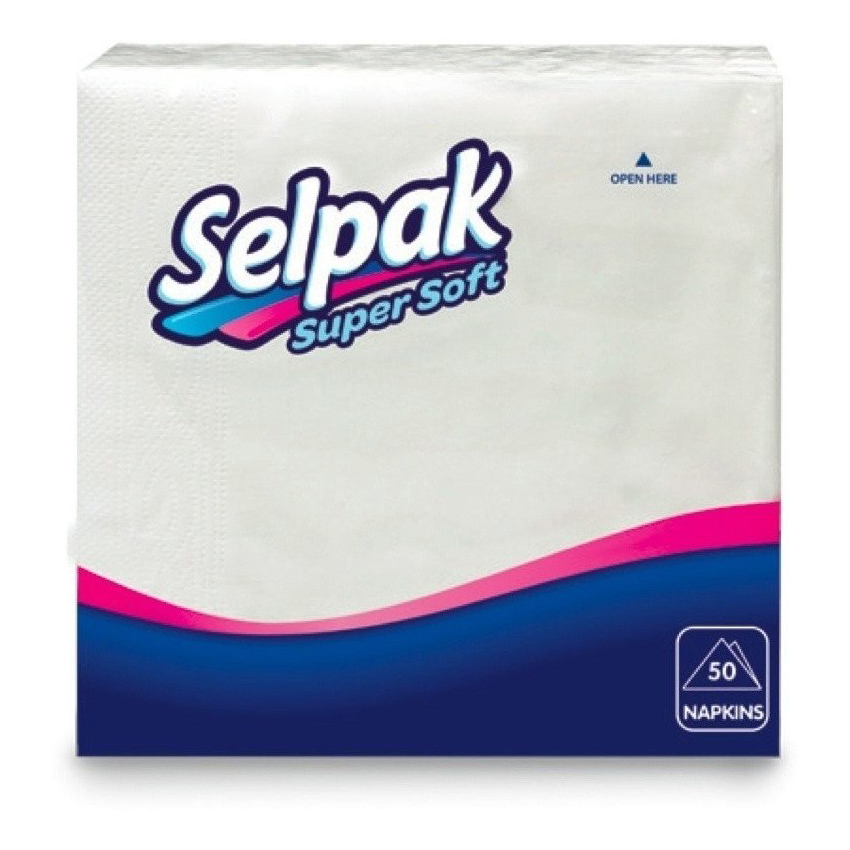 Серветки 24*24см. 2 шари 50шт/уп., біл. Selpak - фото 1