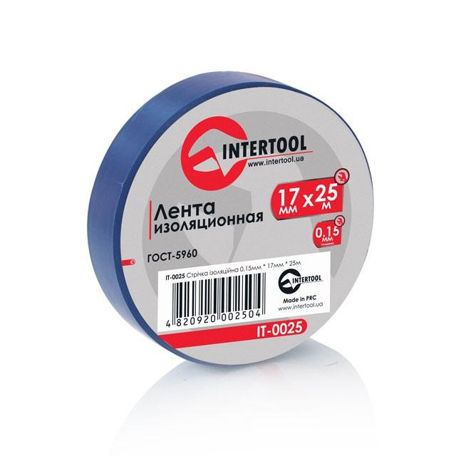 Стрічка ізоляційна 0.15мм*17мм*25м, син. INTERTOOL - фото 1