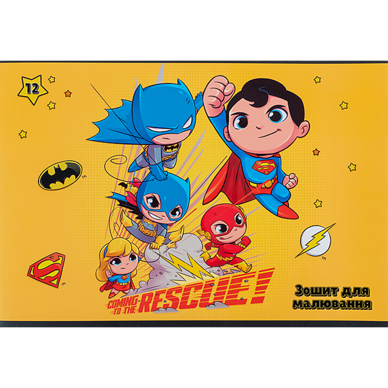 Зошит для малювання, 12 арк., скоба, софт тач + УФ лак, «DC Comics» Kite - фото 2