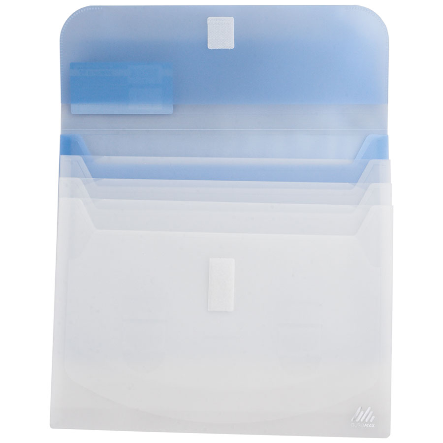 Папка-конверт на липучке А4 Travel на 4отд., полупрозр., ассорт. BuroMax - фото 5