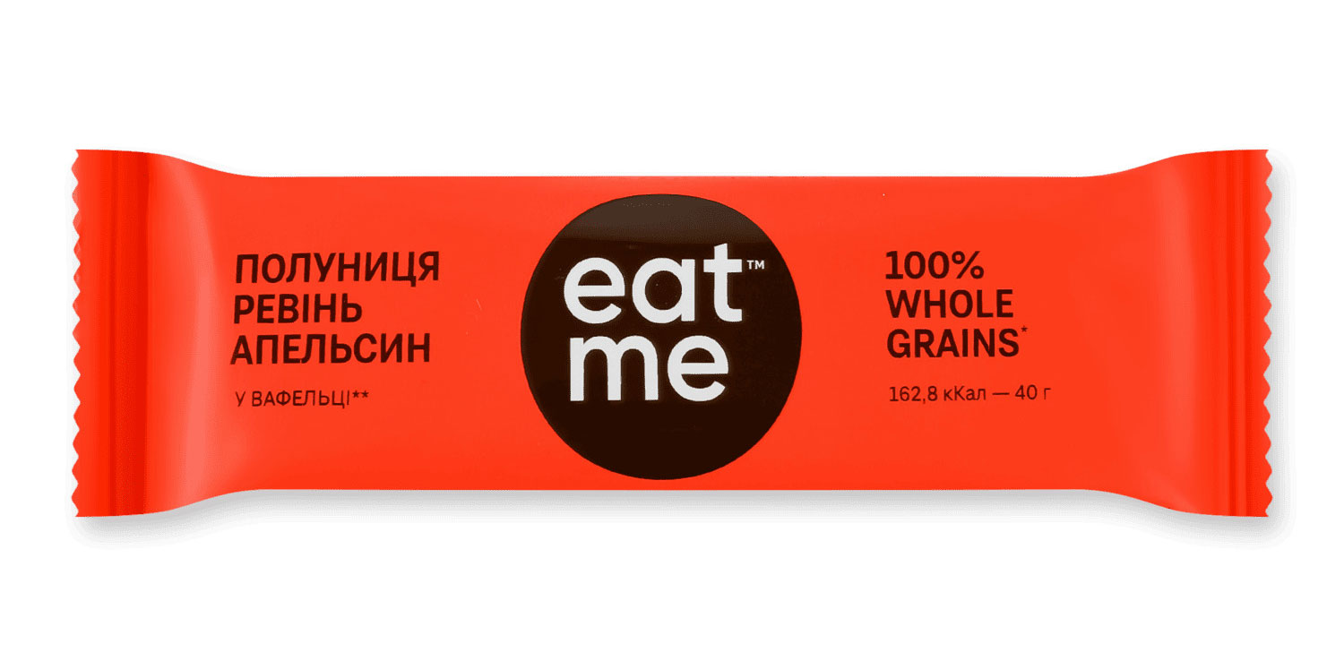 Батончик на натуральной основе EatMe Клубника, ревень и апельсин, 40г.*15шт. EatMe - фото 1