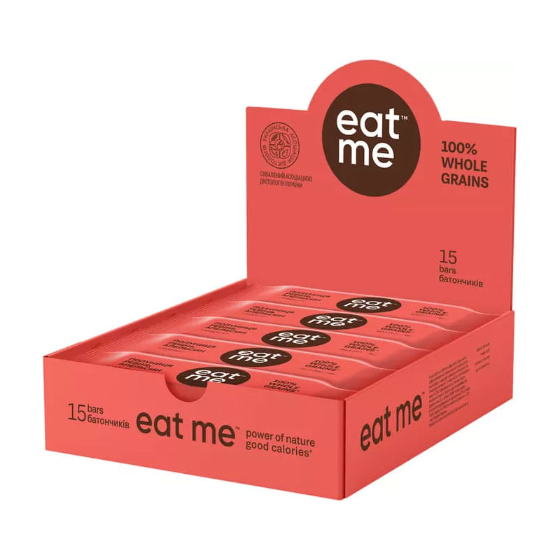 Батончик на натуральной основе EatMe Клубника, ревень и апельсин, 40г.*15шт. EatMe - фото 2