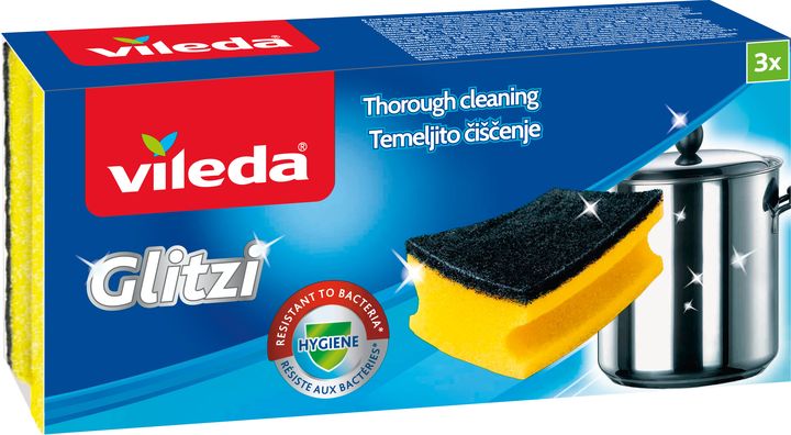 Губка кухонная Glitzi, 95*68*45мм., 3шт./уп., желт. Vileda - фото 2